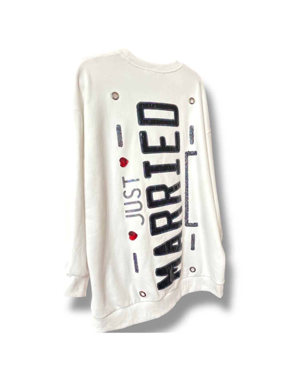 Queen of Sparkles Sweatshirt Dress XS White Just Married - Picture 3 of 4